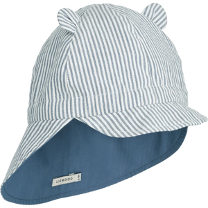 Obojstranný letný klobúk  LIEWOOD Gorm Seersucker Prúžky Blue Wave / Cream