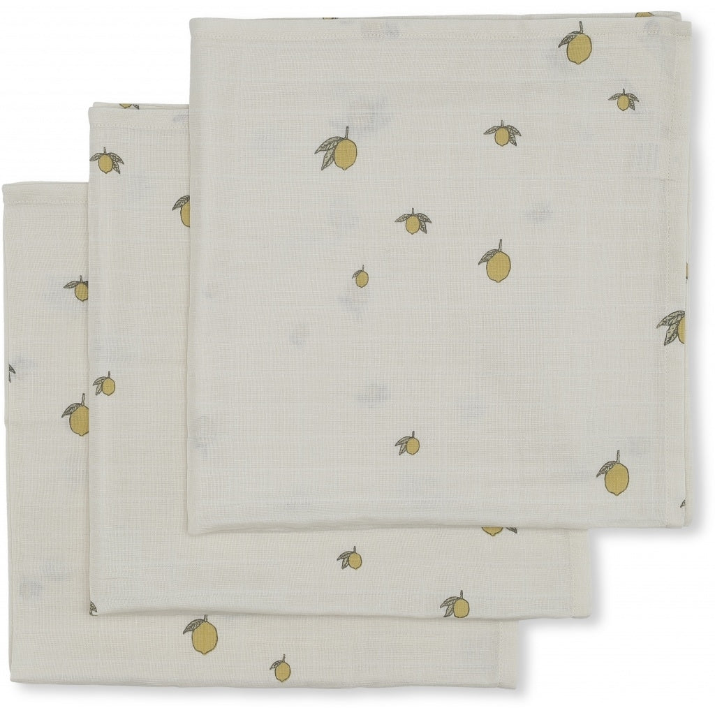 Set tří mušelínových plen / swaddlerů Konges Slojd - Lemon - Lavly