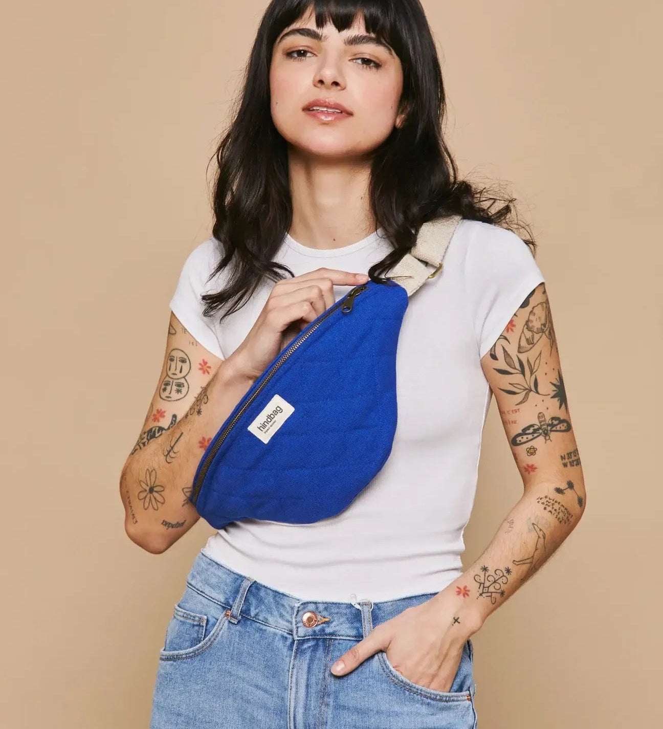 Crossbody ledvinka HINDBAG Olivia Quilted Electric Blue | Lavly.cz