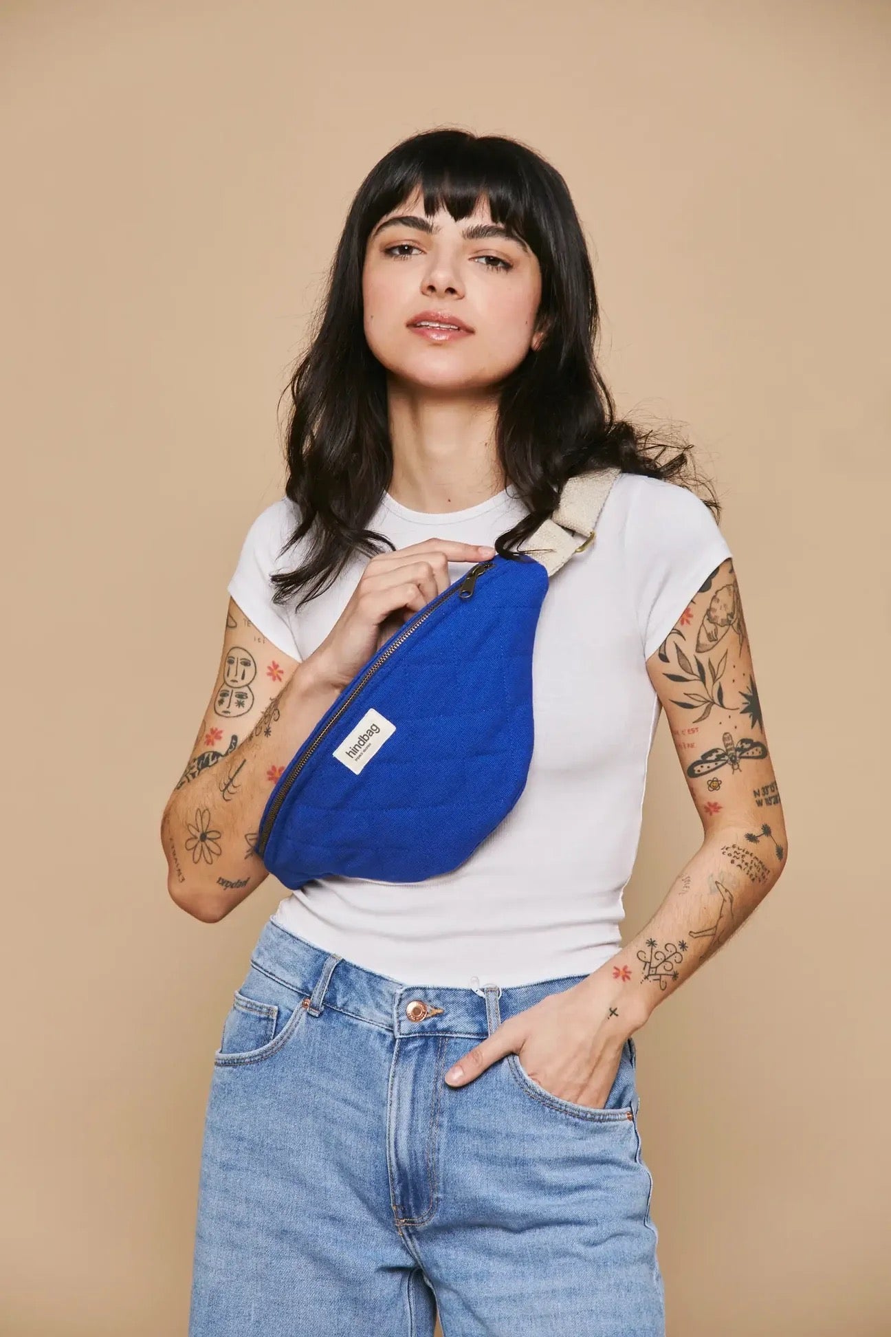 Crossbody ledvinka HINDBAG Olivia Quilted Electric Blue | Lavly.cz