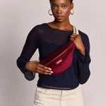 Crossbody ledvinka HINDBAG Olivia Velvet Burgundy | Lavly.cz