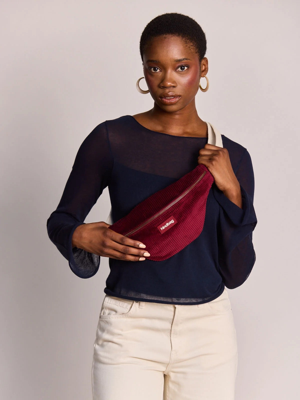 Crossbody ledvinka HINDBAG Olivia Velvet Burgundy | Lavly.cz