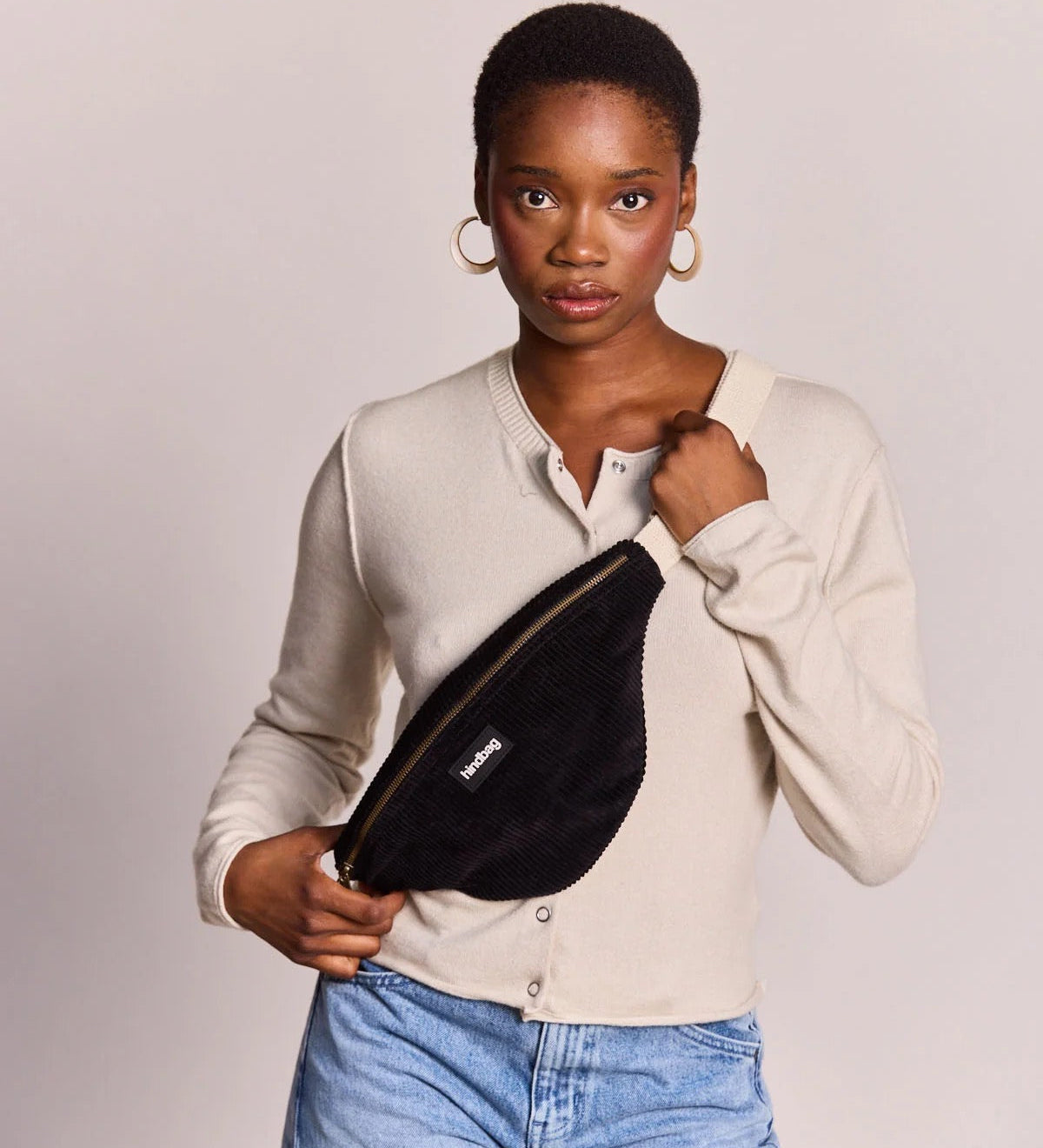 Crossbody ledvinka HINDBAG Olivia Velvet Black | Lavly.cz