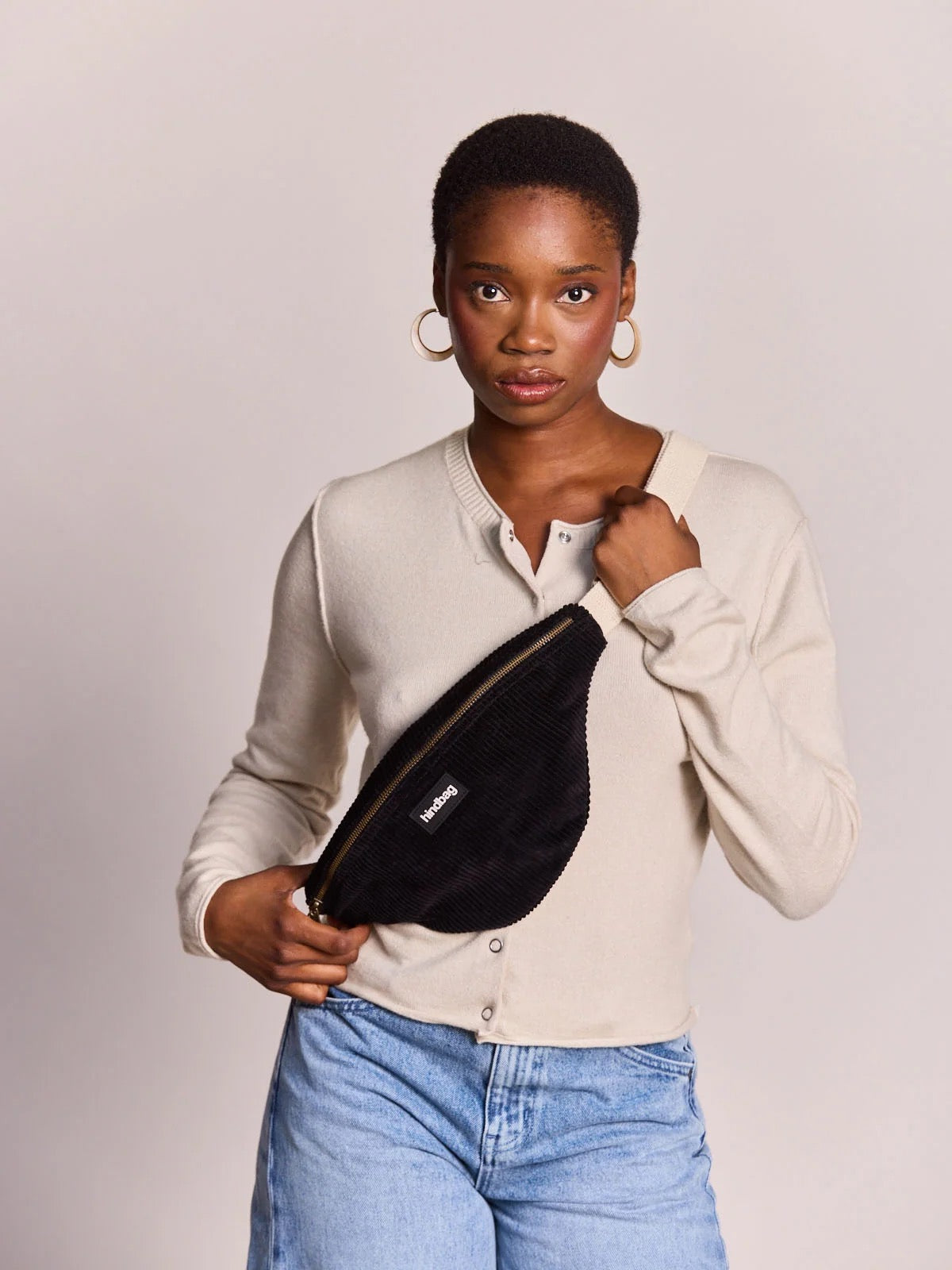 Crossbody ledvinka HINDBAG Olivia Velvet Black | Lavly.cz
