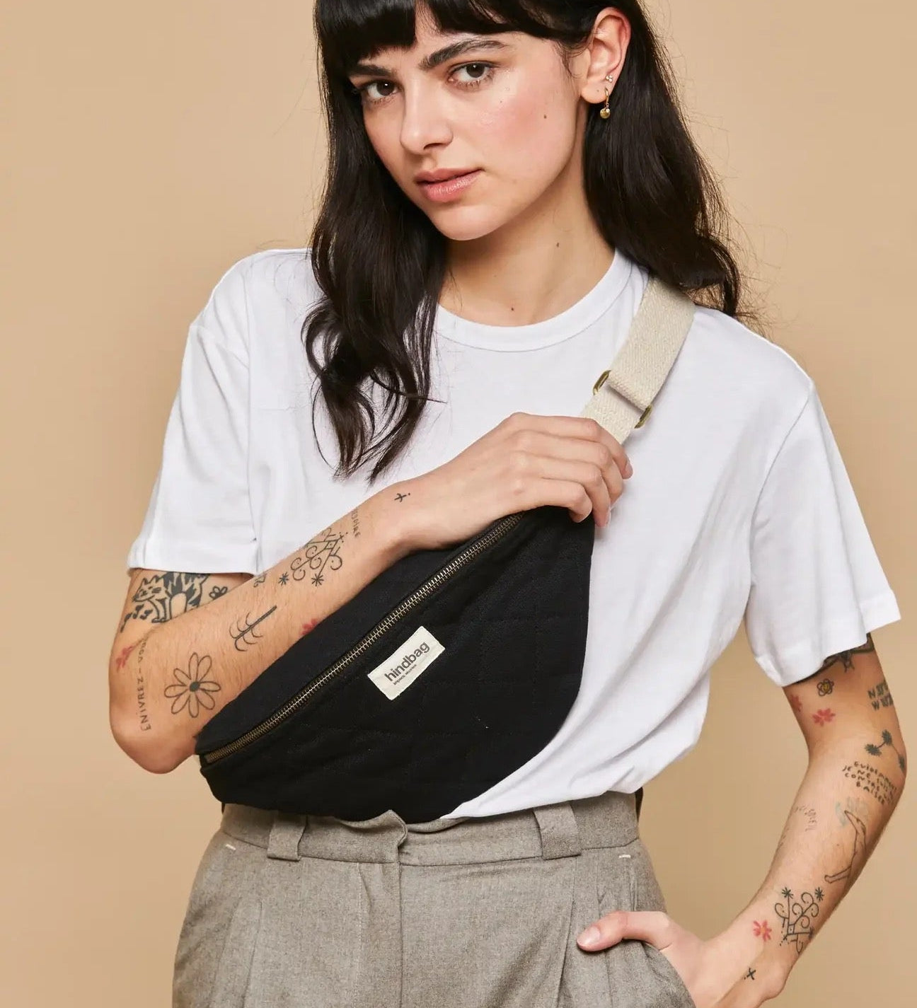 Crossbody ledvinka HINDBAG Olivia Quilted Black | Lavly.cz