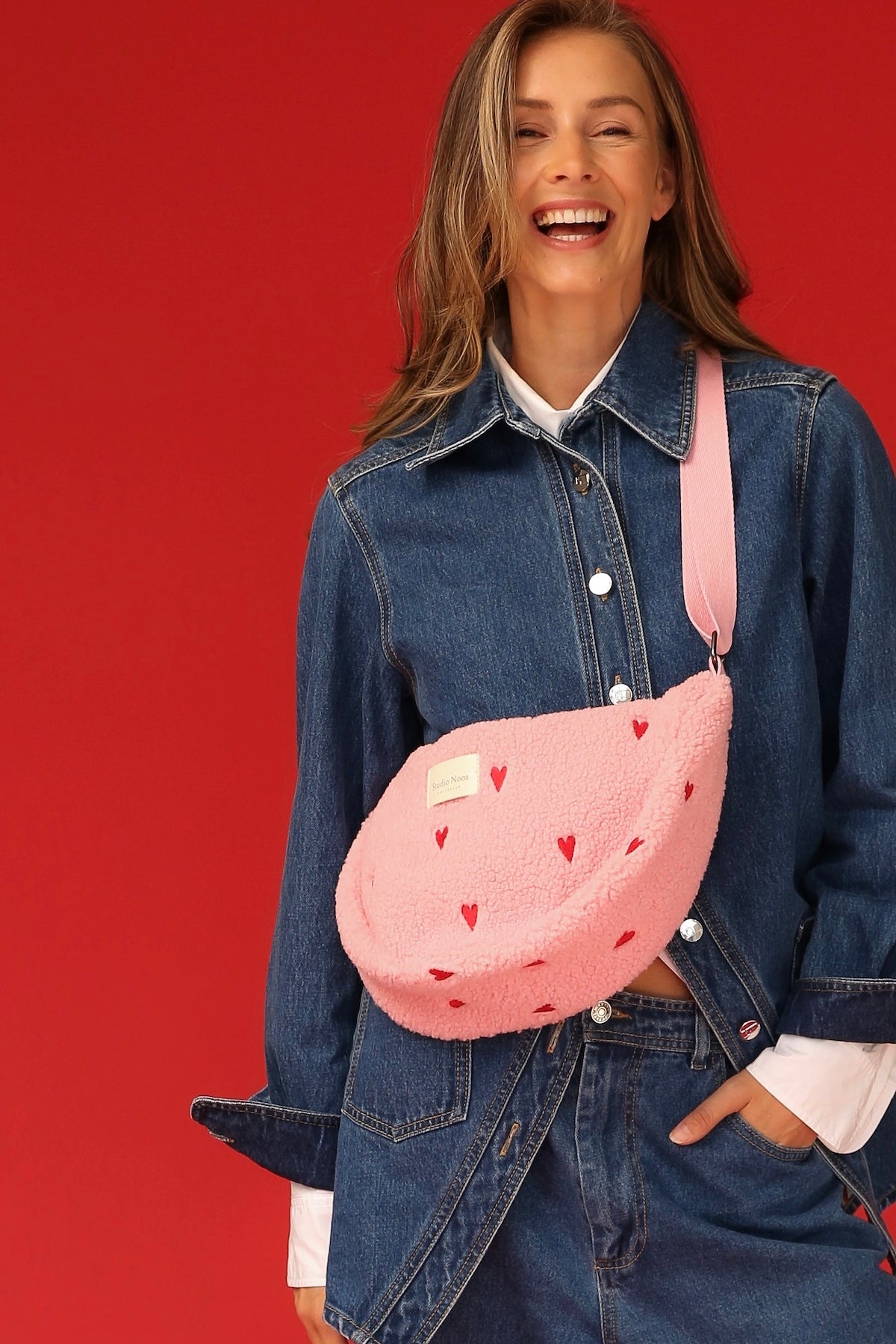 Crossbody ledvinka STUDIO NOOS Light Pink Teddy Hearts | Lavly.cz