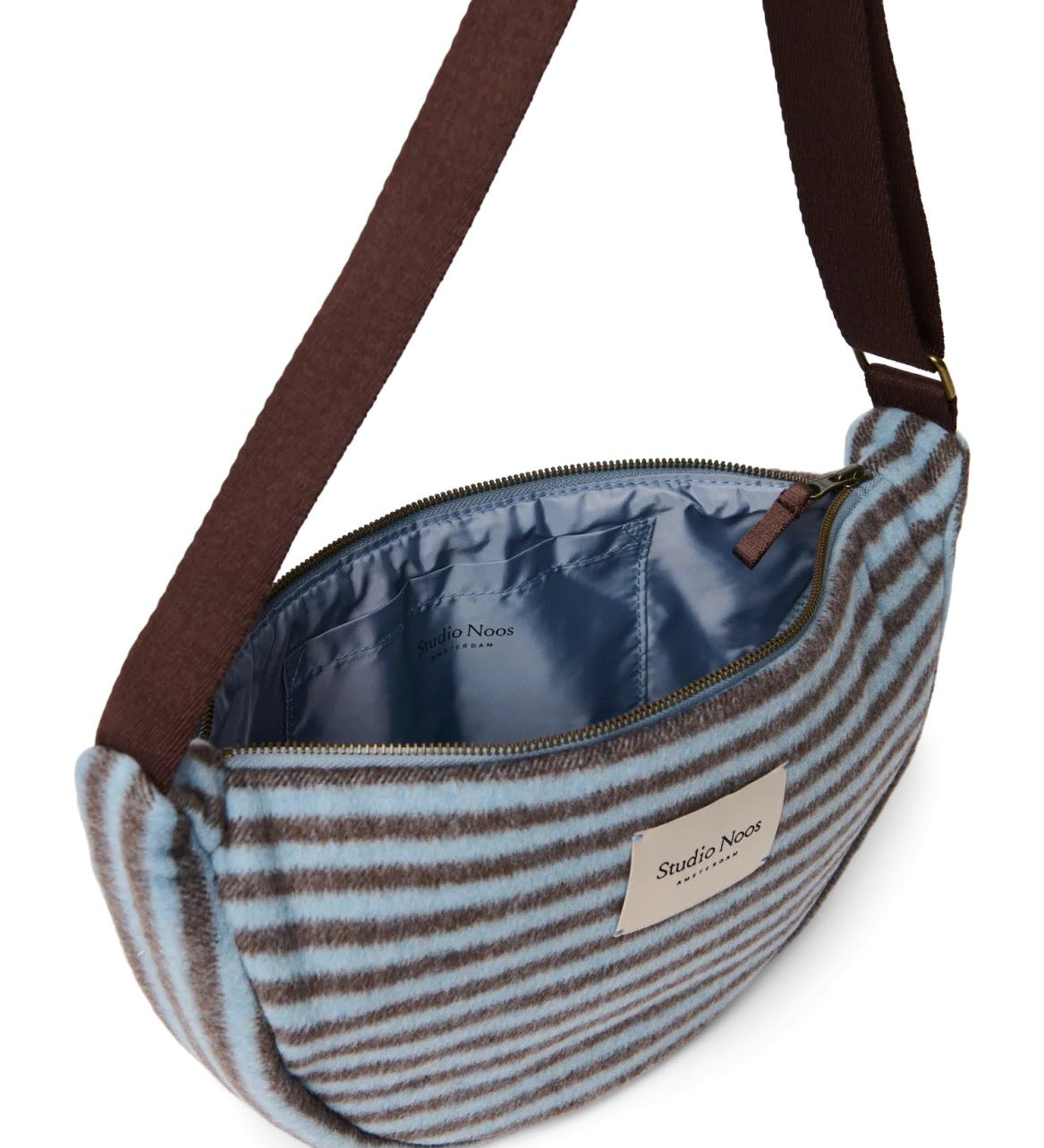 Crossbody ledvinka STUDIO NOOS Light Blue / Brown Stripy Wool | Lavly.cz