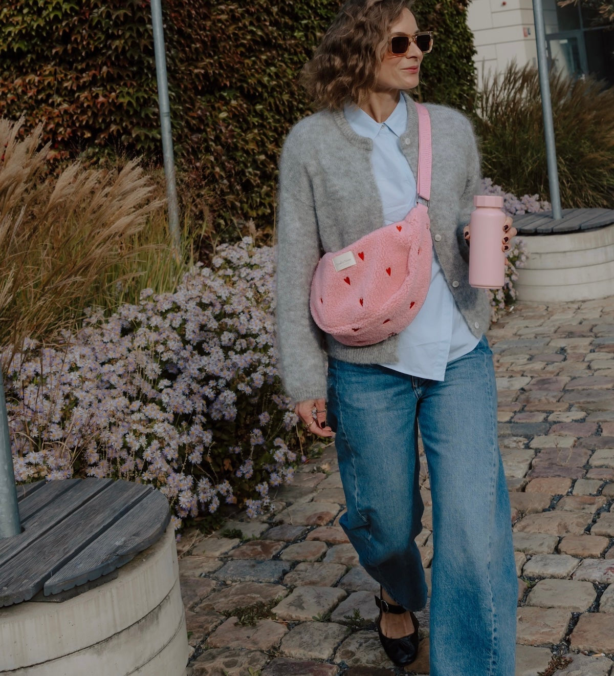 Crossbody ledvinka STUDIO NOOS Light Pink Teddy Hearts | Lavly.cz