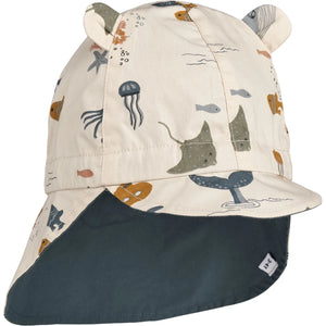 Obojstranný letný klobúk LIEWOOD Gorm Morský svet Sandy