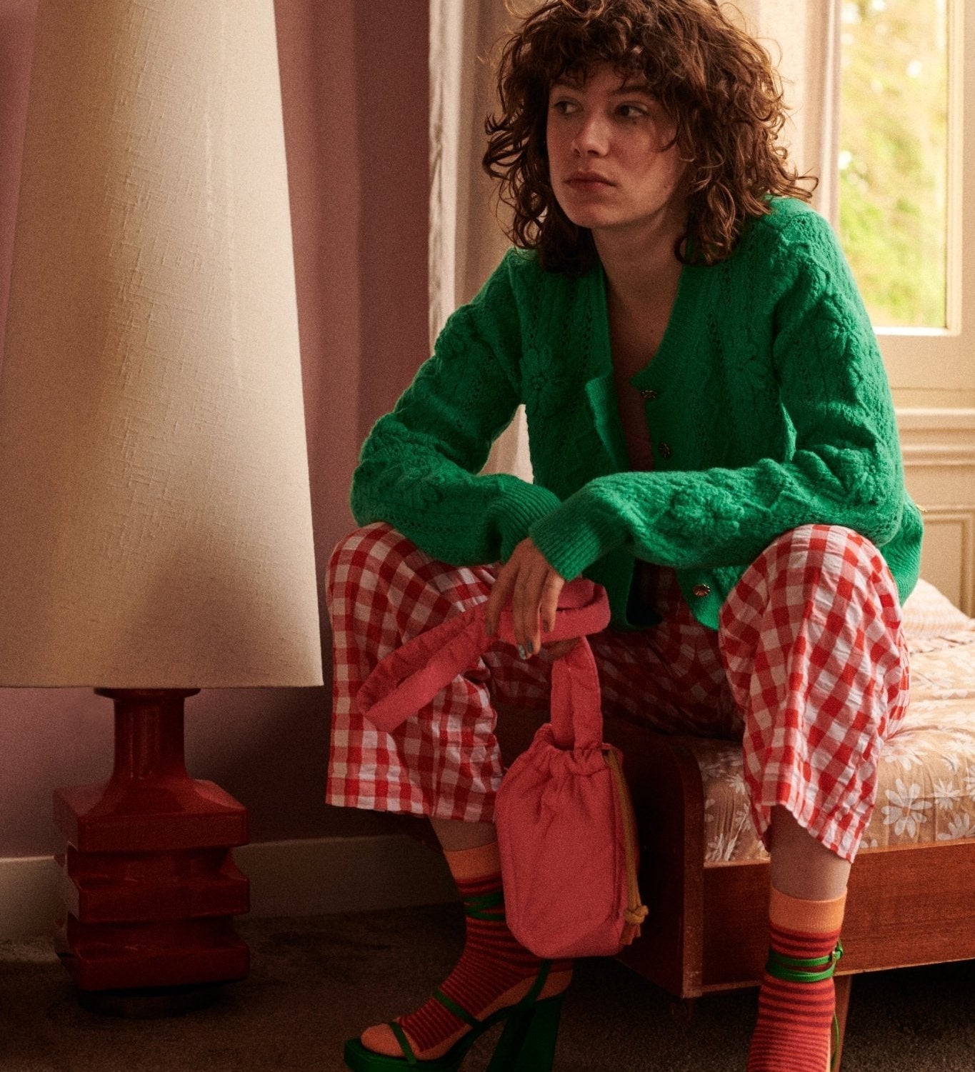 Crossbody kabelka se stahováním THE STICKY SIS CLUB Tulip Pink | Lavly.cz