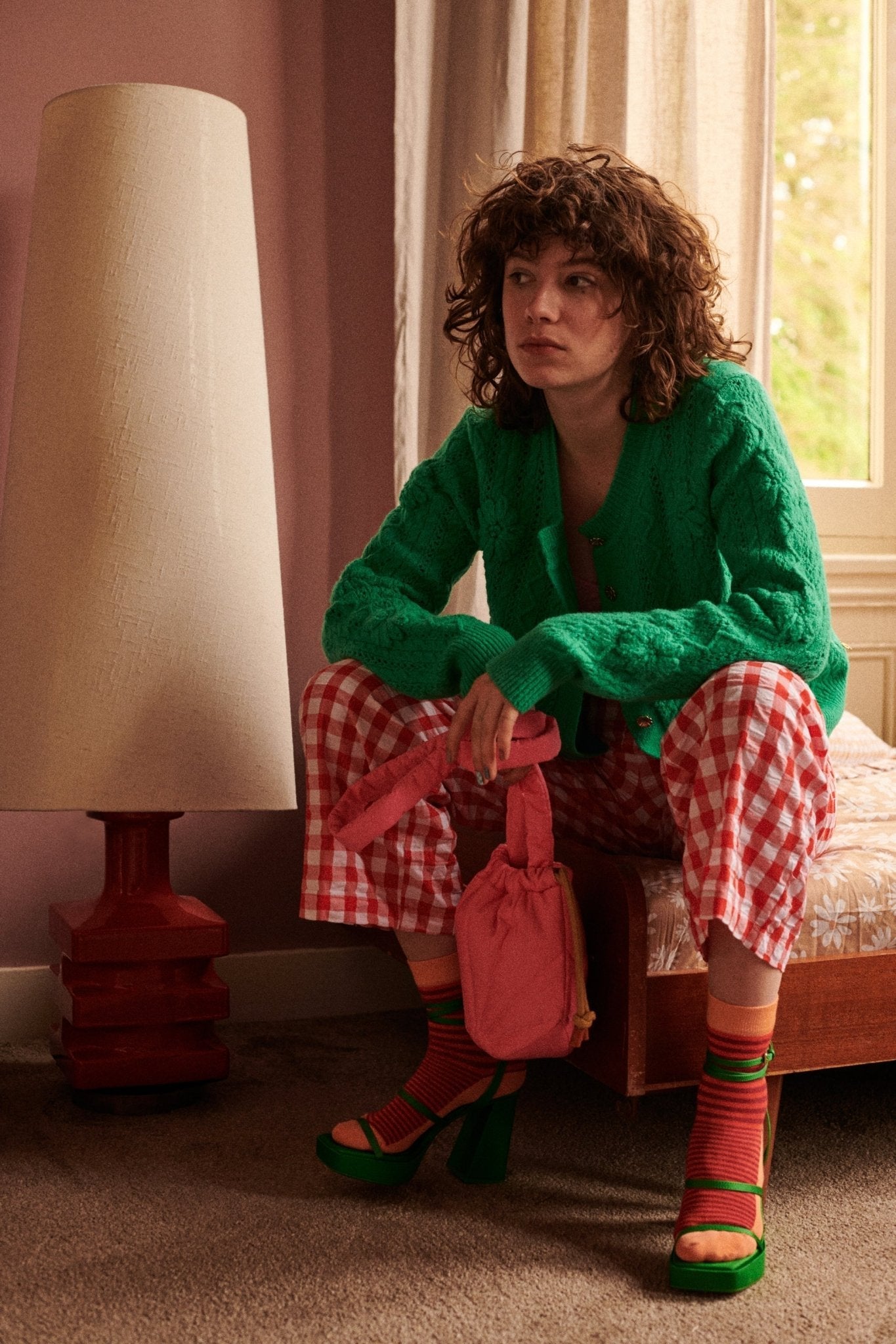 Crossbody kabelka se stahováním THE STICKY SIS CLUB Tulip Pink | Lavly.cz