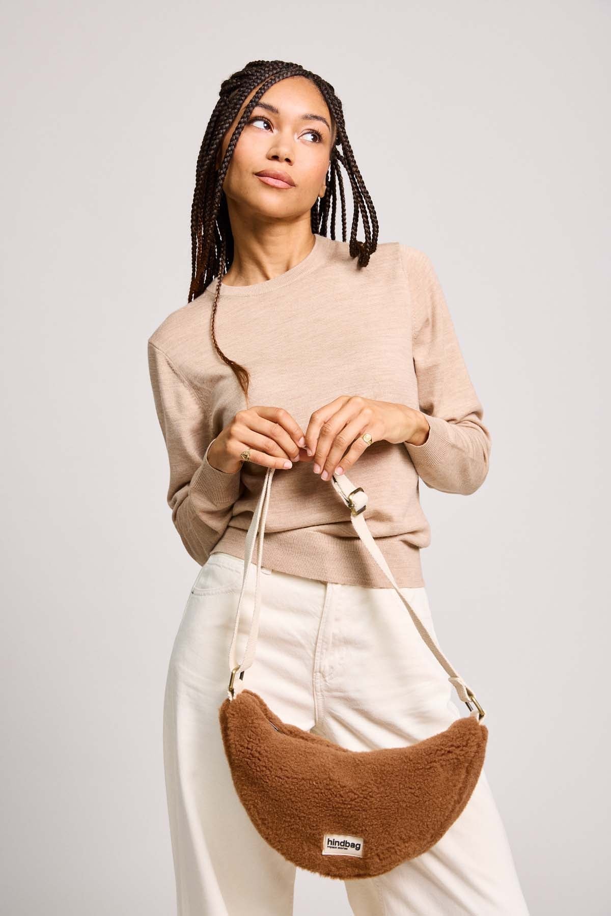 Crossbody ledvinka HINDBAG Andrea Teddy Brown | Lavly.cz