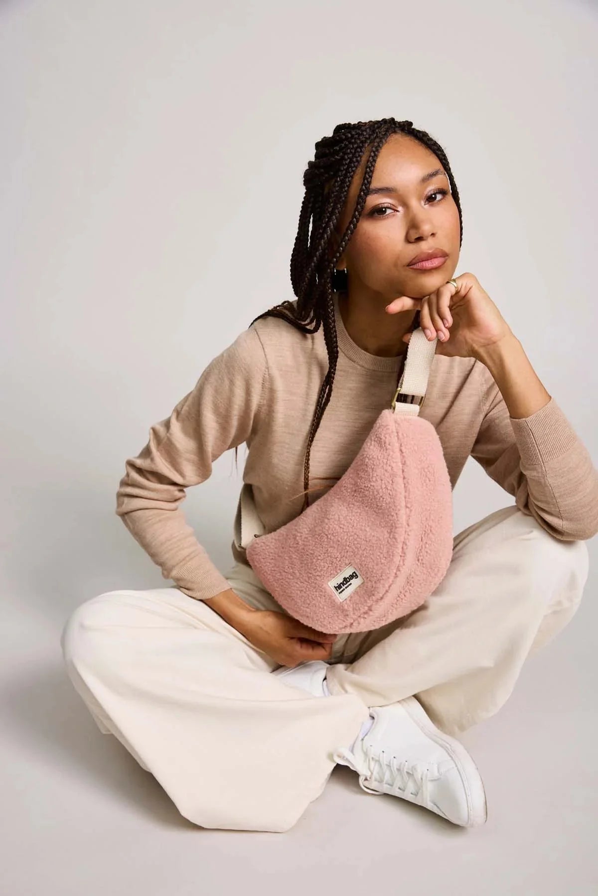 Crossbody ledvinka HINDBAG Andrea Teddy Powder Pink | Lavly.cz