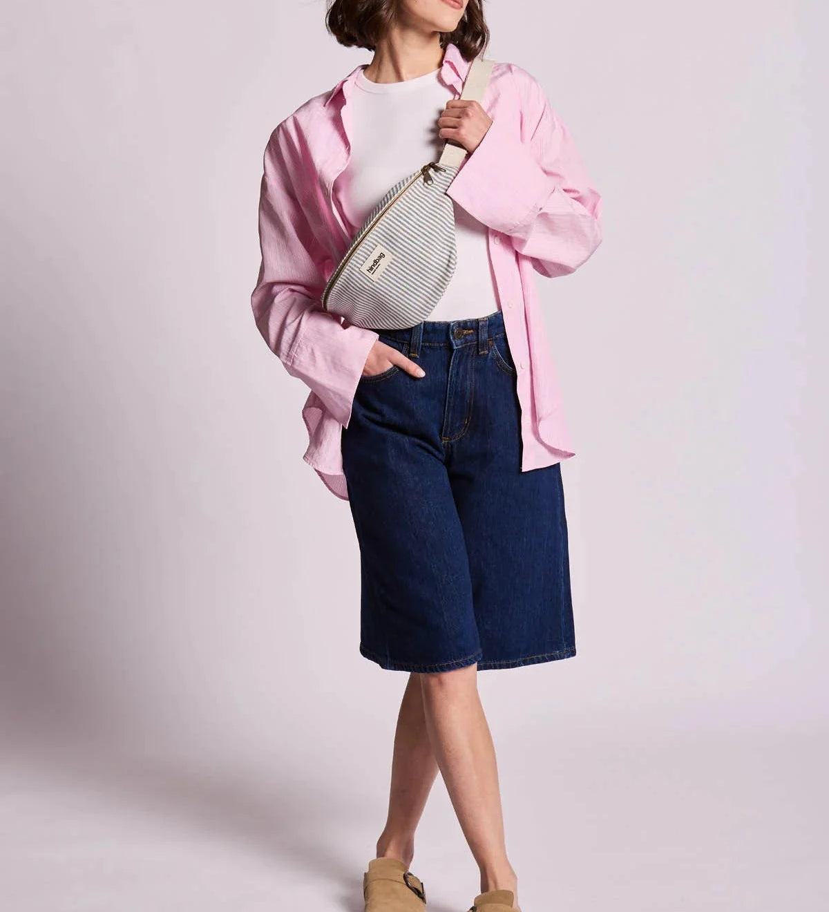 Crossbody ledvinka HINDBAG Olivia Blue Stripes | Lavly.cz