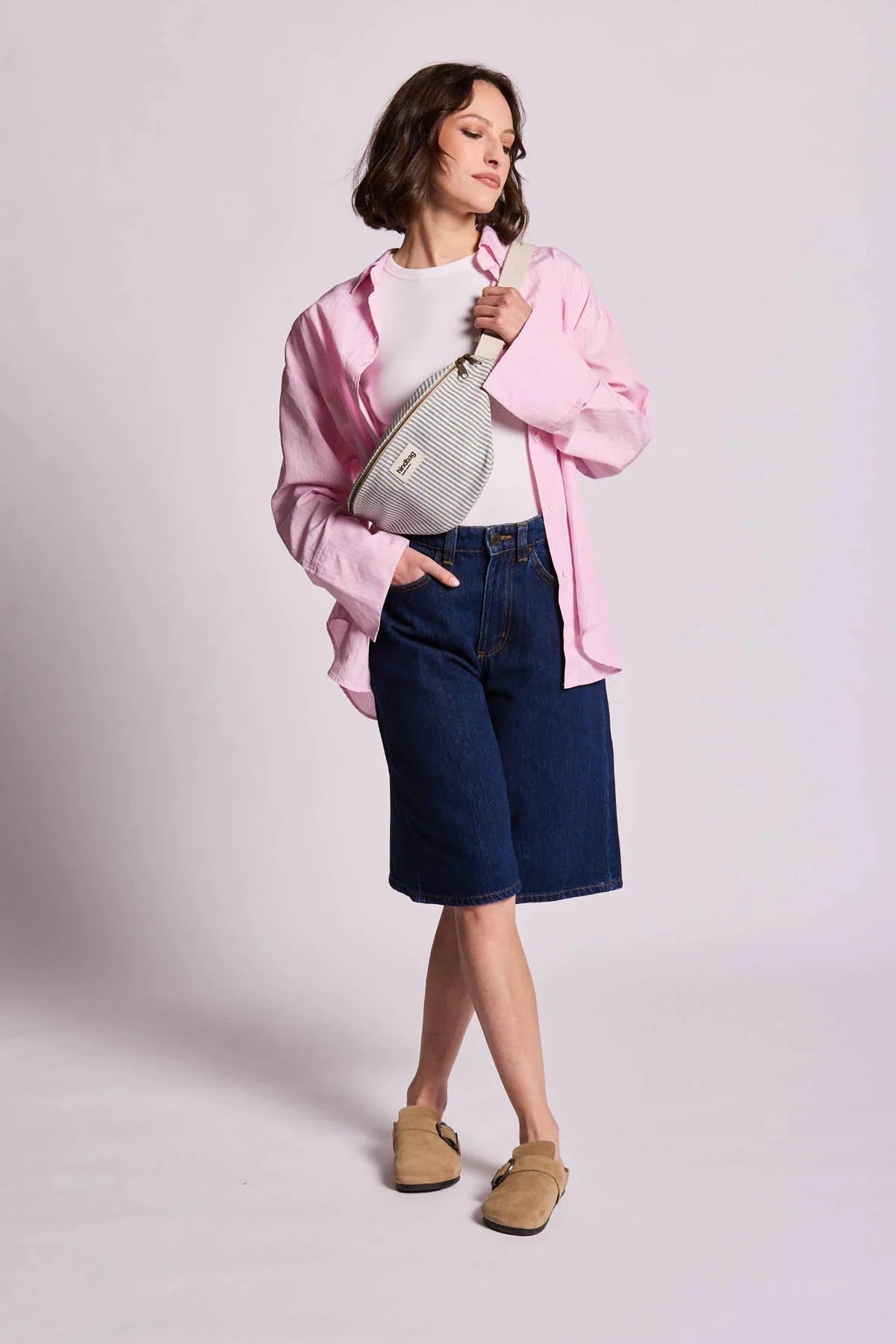 Crossbody ledvinka HINDBAG Olivia Blue Stripes | Lavly.cz