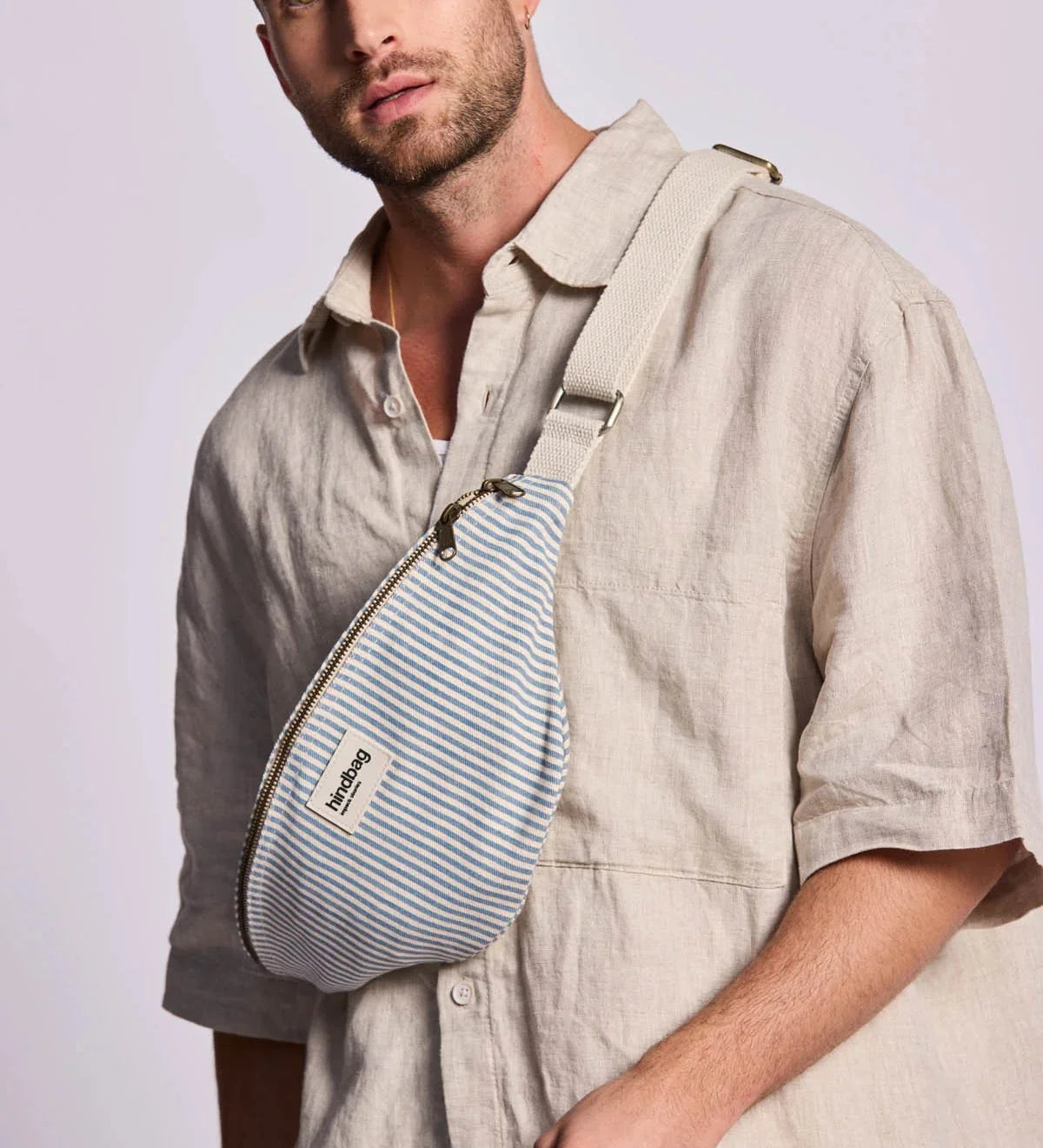 Crossbody ledvinka HINDBAG Olivia Blue Stripes | Lavly.cz