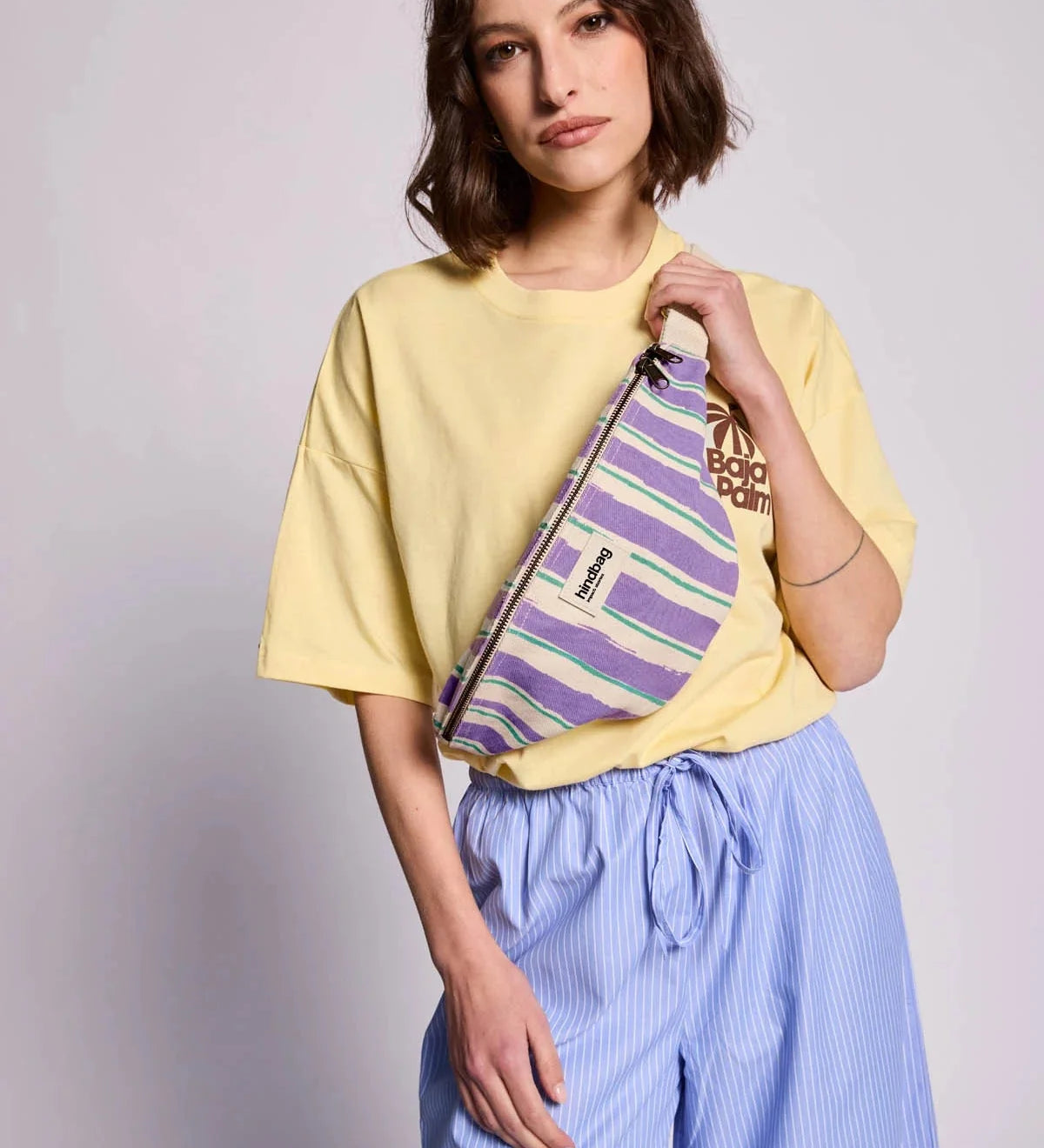 Crossbody ledvinka HINDBAG Olivia Green and Parma Stripes | Lavly.cz