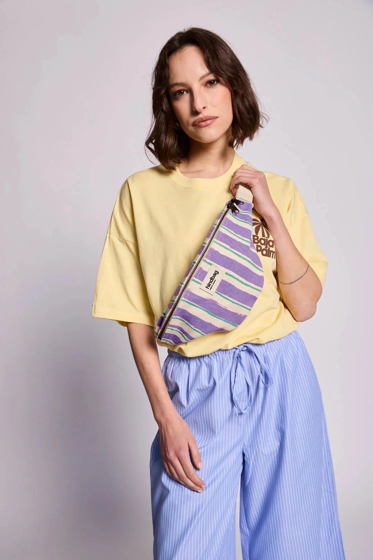 Crossbody ledvinka HINDBAG Olivia Green and Parma Stripes | Lavly.cz