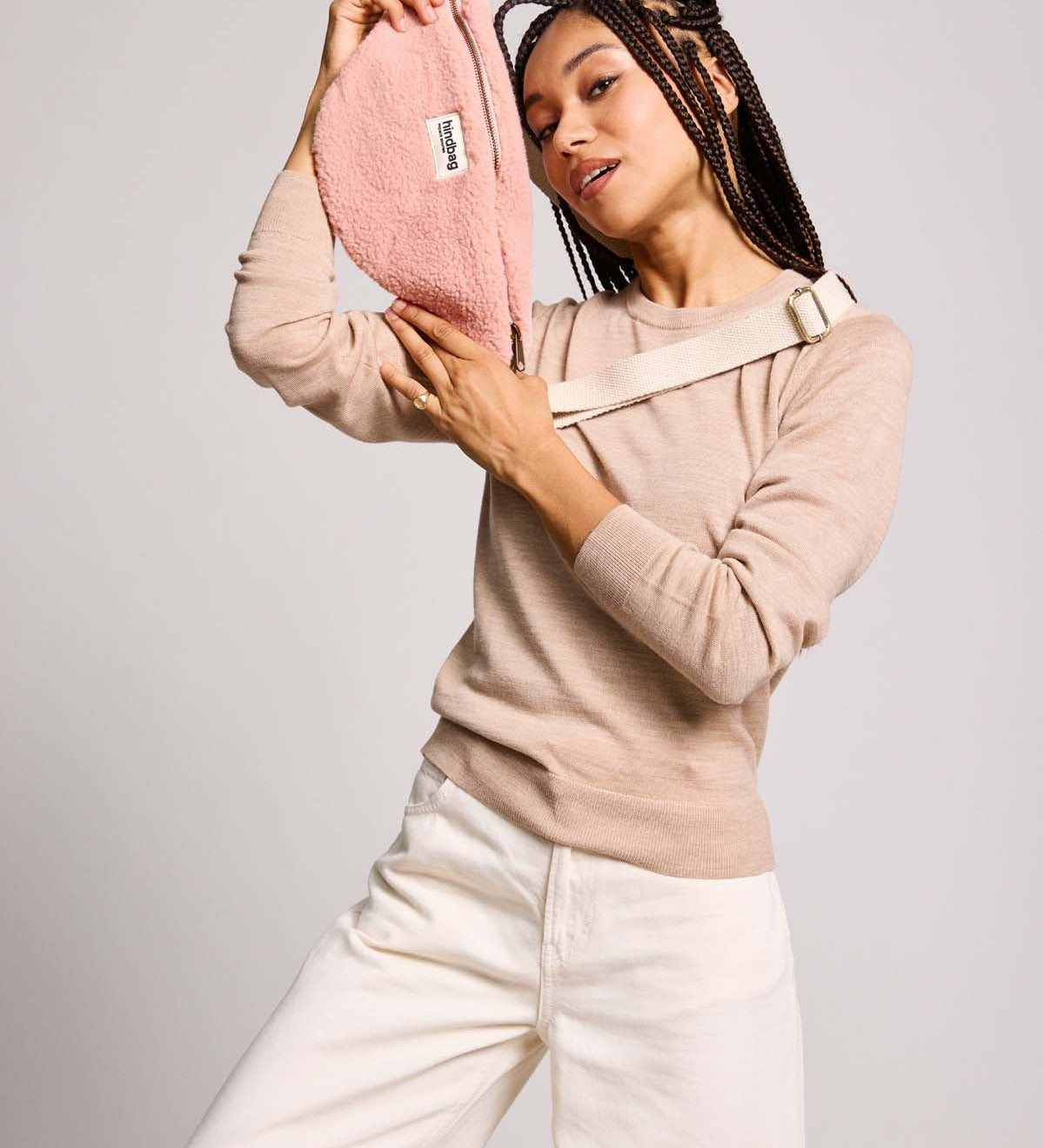 Crossbody ledvinka HINDBAG Olivia Teddy Powder Pink | Lavly.cz