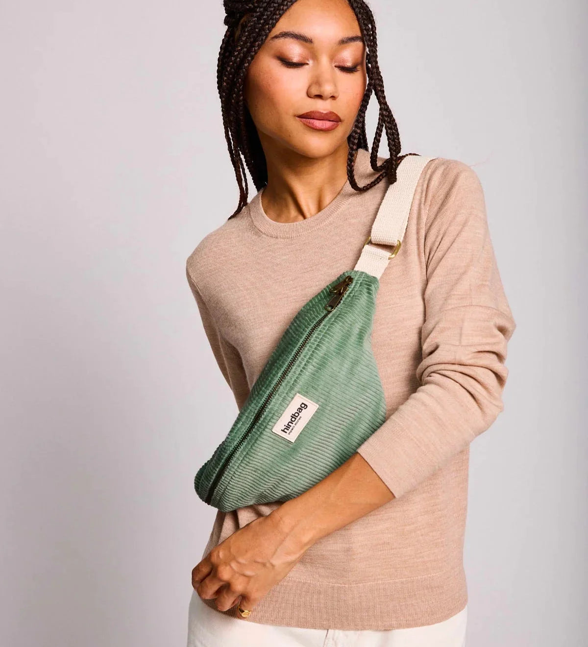 Crossbody ledvinka HINDBAG Olivia Velvet Mint Green | Lavly.cz
