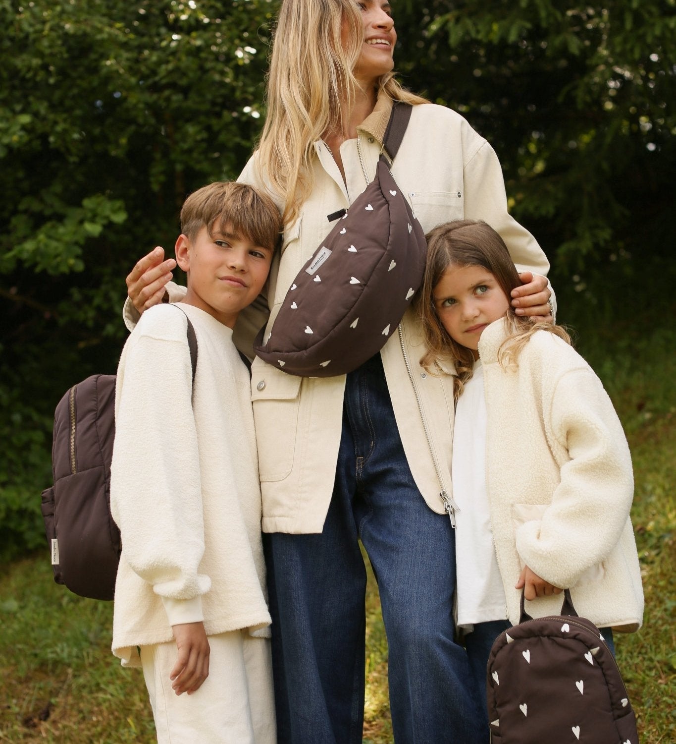 Crossbody ledvinka STUDIO NOOS Brown Hearts Puffy | Stylové doplňky pro děti a ženy | Lavly.cz