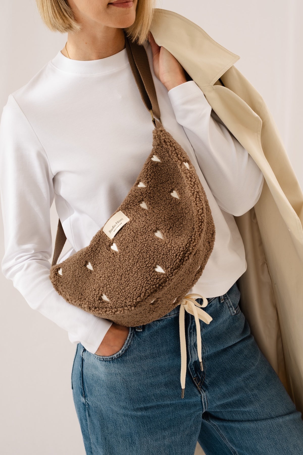 Crossbody ledvinka STUDIO NOOS Brown Teddy Hearts | Stylové doplňky pro děti a ženy | Lavly.cz