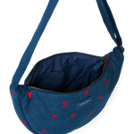Crossbody ledvinka STUDIO NOOS Dark Blue Red Hearts Denim | Lavly.cz