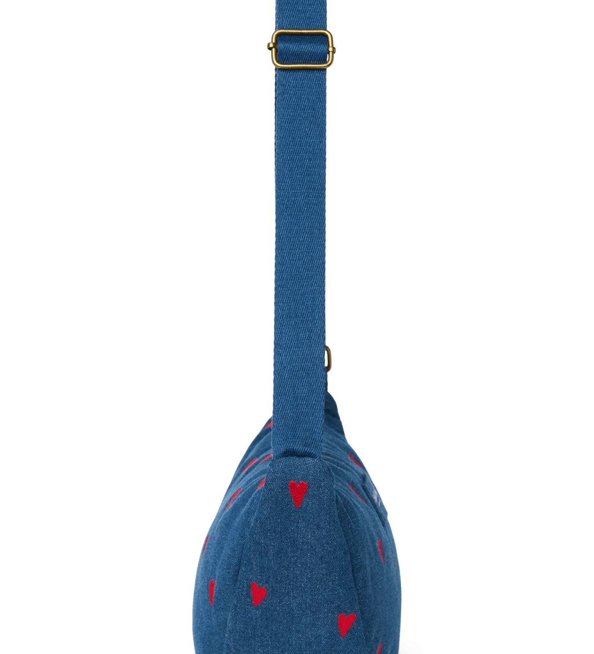 Crossbody ledvinka STUDIO NOOS Dark Blue Red Hearts Denim | Lavly.cz