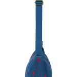 Crossbody ledvinka STUDIO NOOS Dark Blue Red Hearts Denim | Lavly.cz