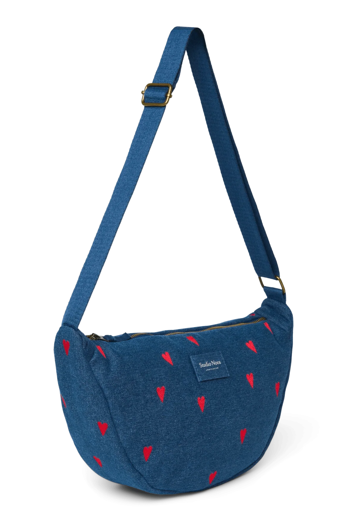 Crossbody ledvinka STUDIO NOOS Dark Blue Red Hearts Denim | Lavly.cz