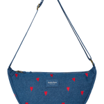 Crossbody ledvinka STUDIO NOOS Dark Blue Red Hearts Denim | Lavly.cz