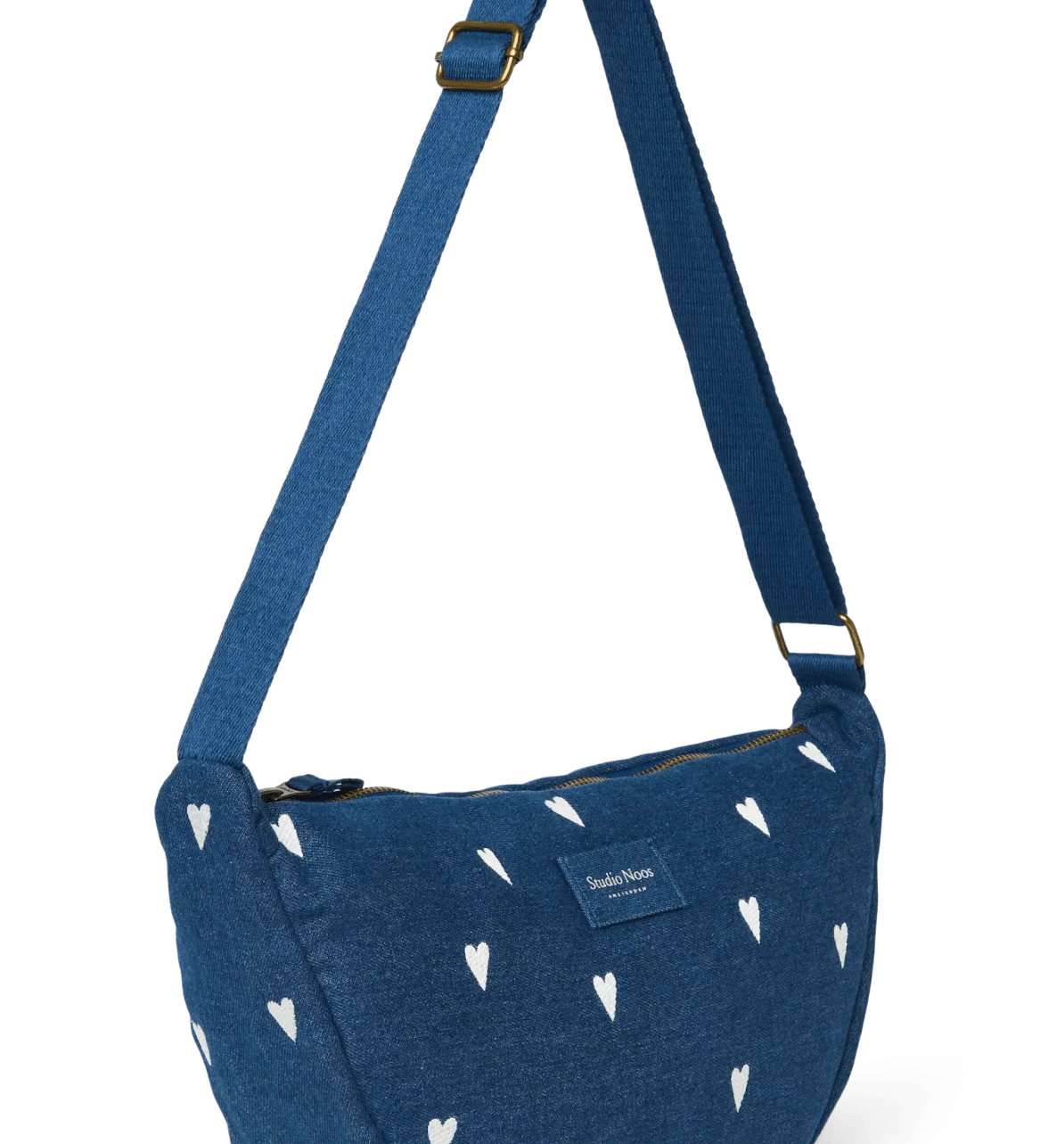 Crossbody ledvinka STUDIO NOOS Dark Blue White Hearts Denim | Lavly.cz