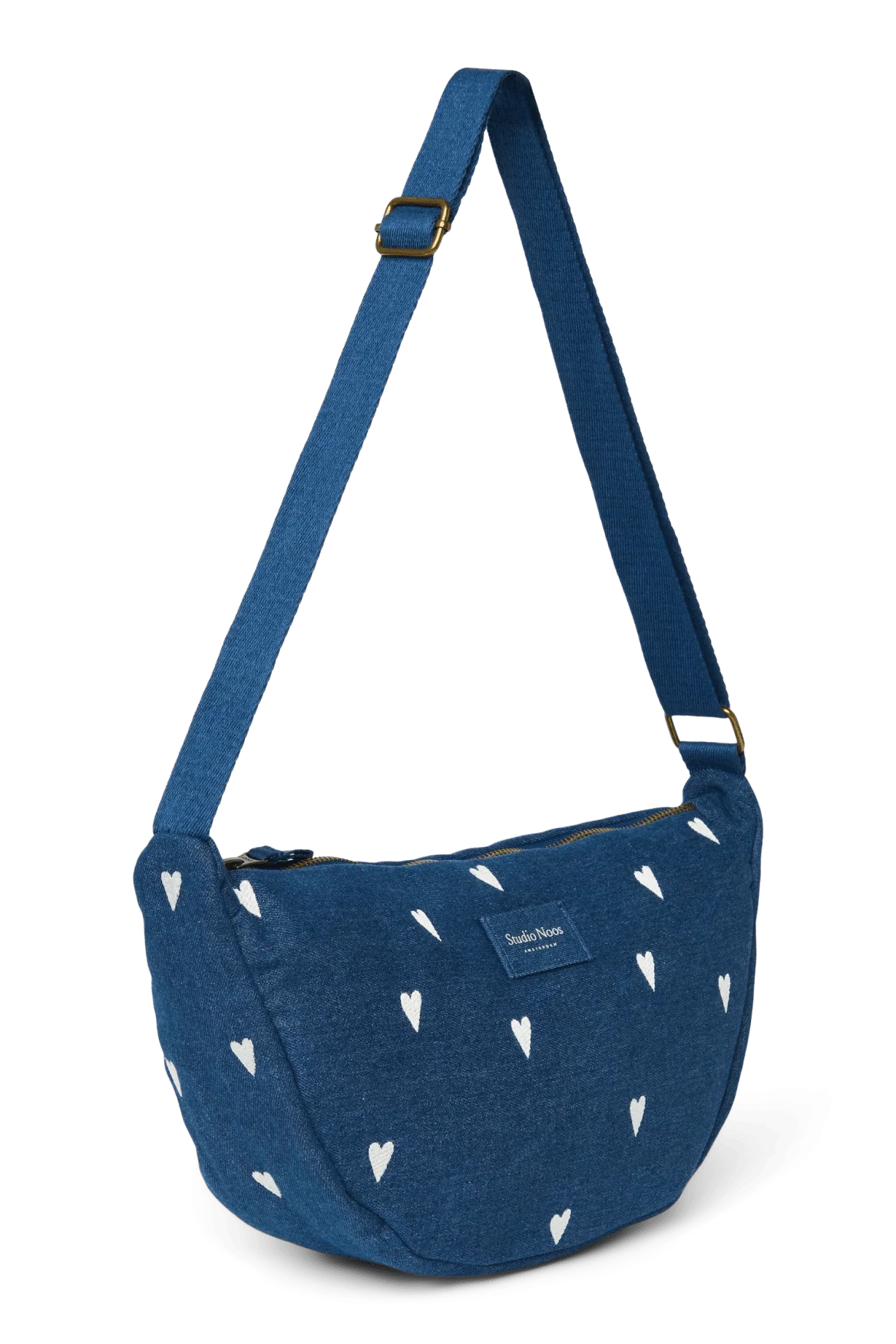 Crossbody ledvinka STUDIO NOOS Dark Blue White Hearts Denim | Lavly.cz