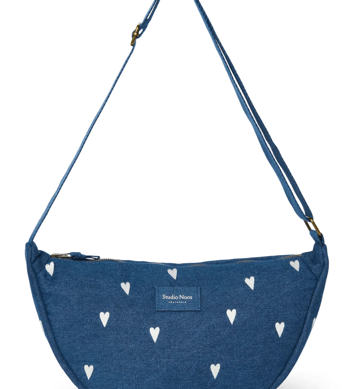 Crossbody ledvinka STUDIO NOOS Dark Blue White Hearts Denim | Lavly.cz