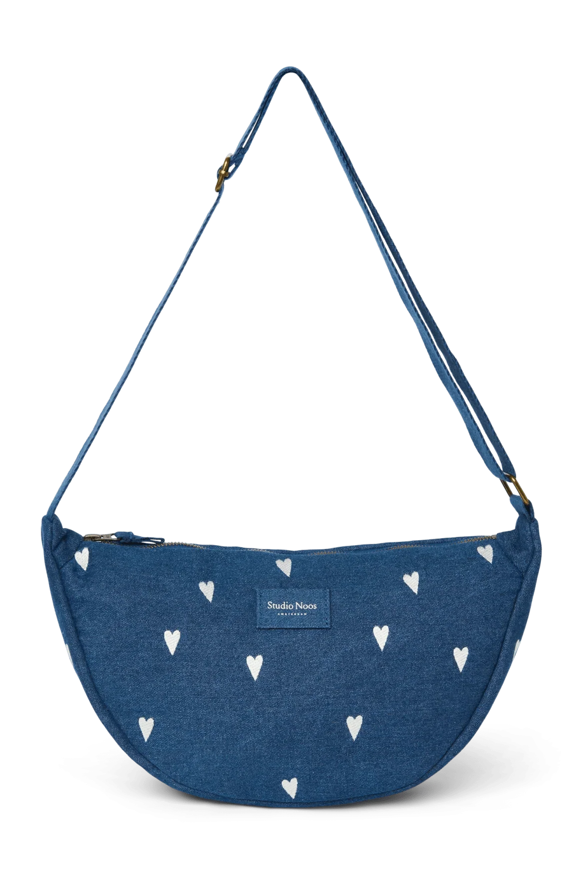 Crossbody ledvinka STUDIO NOOS Dark Blue White Hearts Denim | Lavly.cz