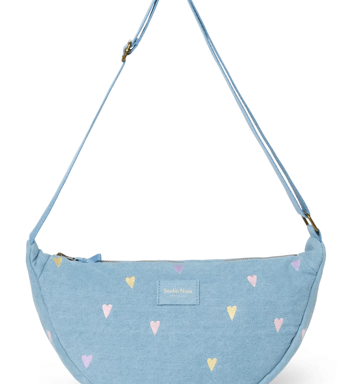 Crossbody ledvinka STUDIO NOOS Light Blue Hearts Denim | Lavly.cz