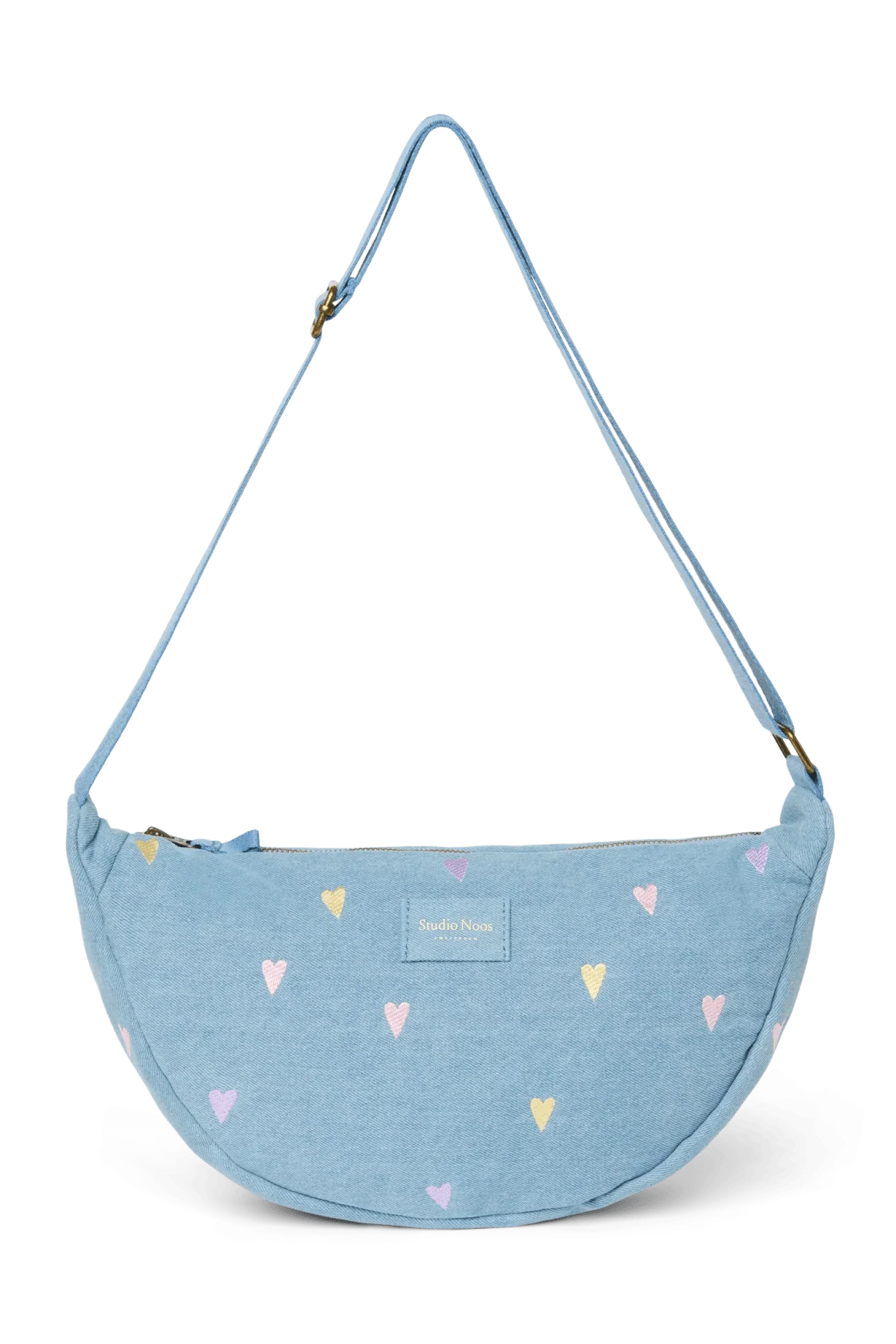 Crossbody ledvinka STUDIO NOOS Light Blue Hearts Denim | Lavly.cz