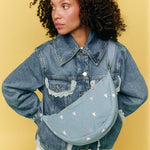 Crossbody ledvinka STUDIO NOOS Light Blue Hearts Denim | Lavly.cz