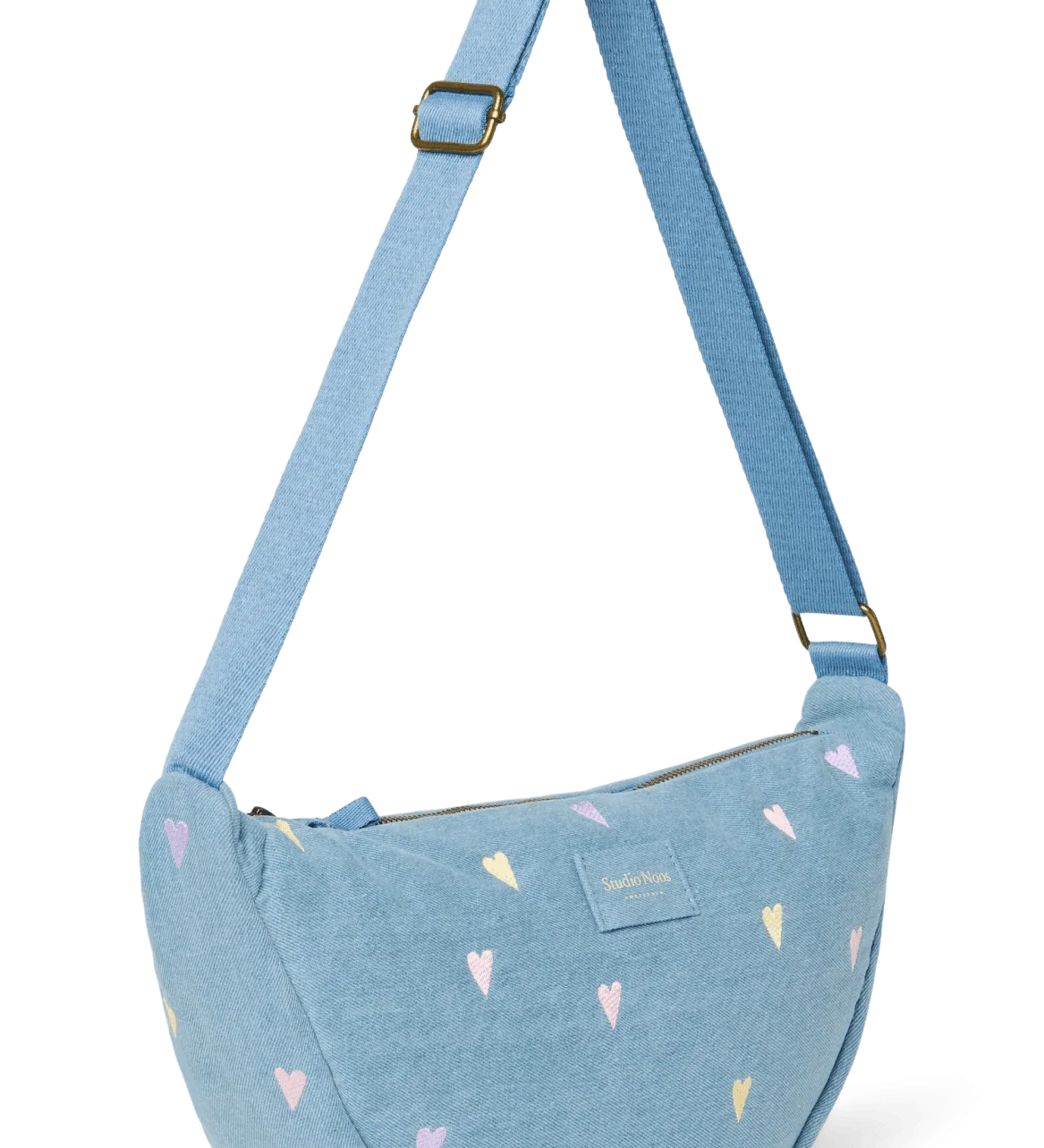 Crossbody ledvinka STUDIO NOOS Light Blue Hearts Denim | Lavly.cz