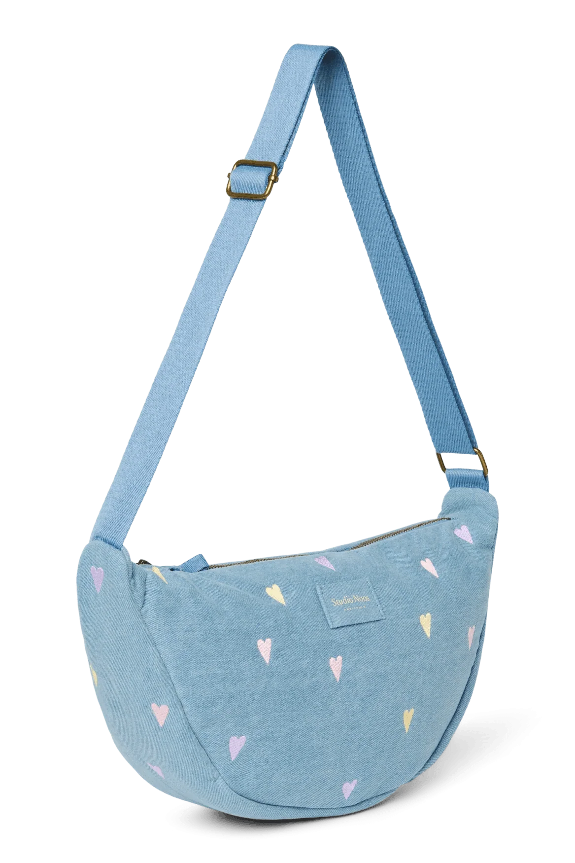 Crossbody ledvinka STUDIO NOOS Light Blue Hearts Denim | Lavly.cz