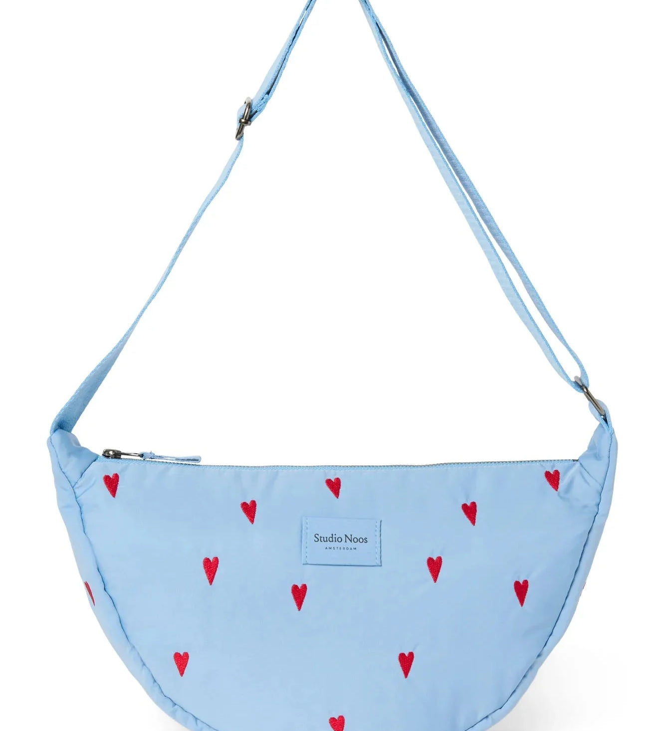 Crossbody ledvinka STUDIO NOOS Light Blue Hearts Puffy | Lavly.cz