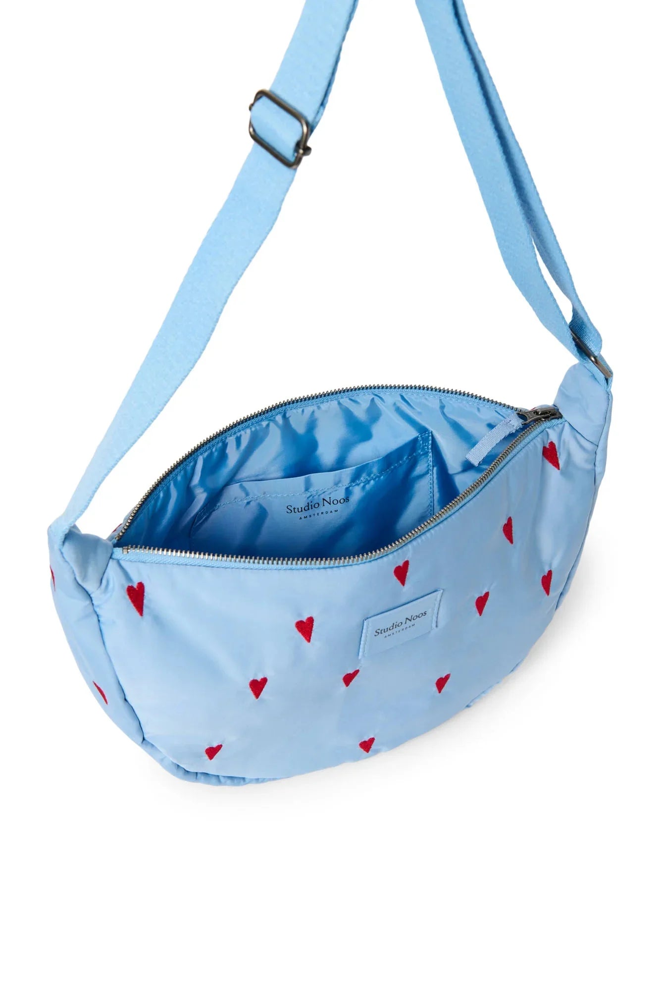 Crossbody ledvinka STUDIO NOOS Light Blue Hearts Puffy | Lavly.cz
