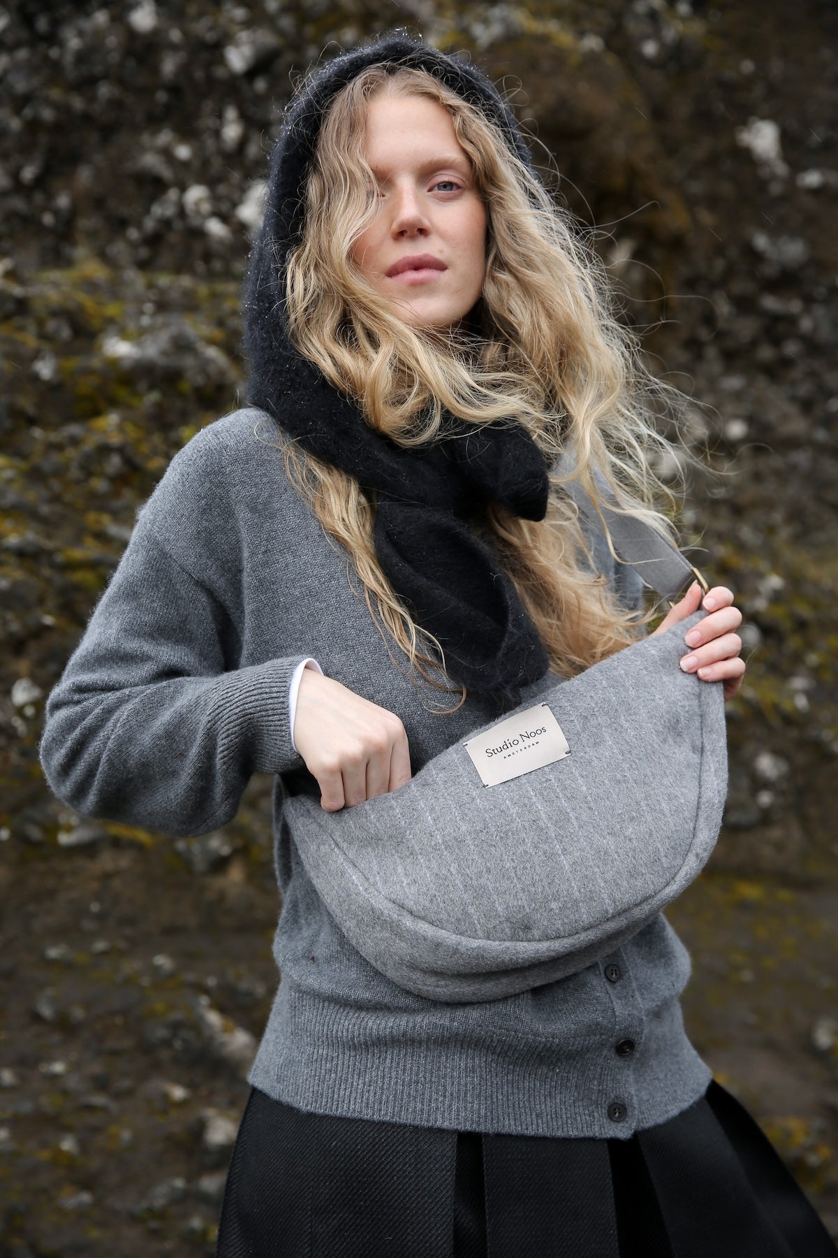 Crossbody ledvinka STUDIO NOOS Light Grey Flannel Chalkstripe | Lavly.cz