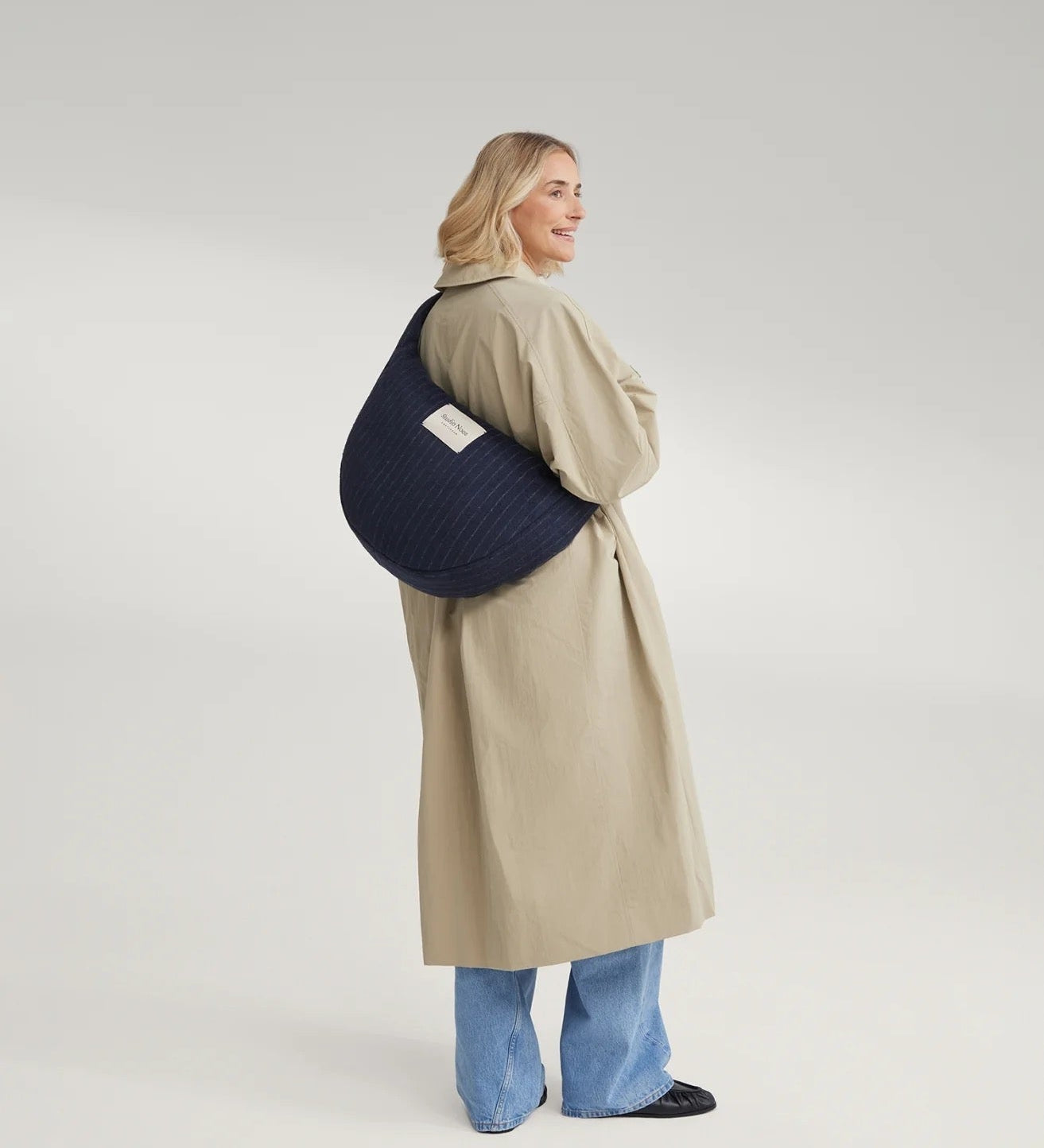 Crossbody taška STUDIO NOOS Dark Blue Flannel Chalkstripe | Lavly.cz