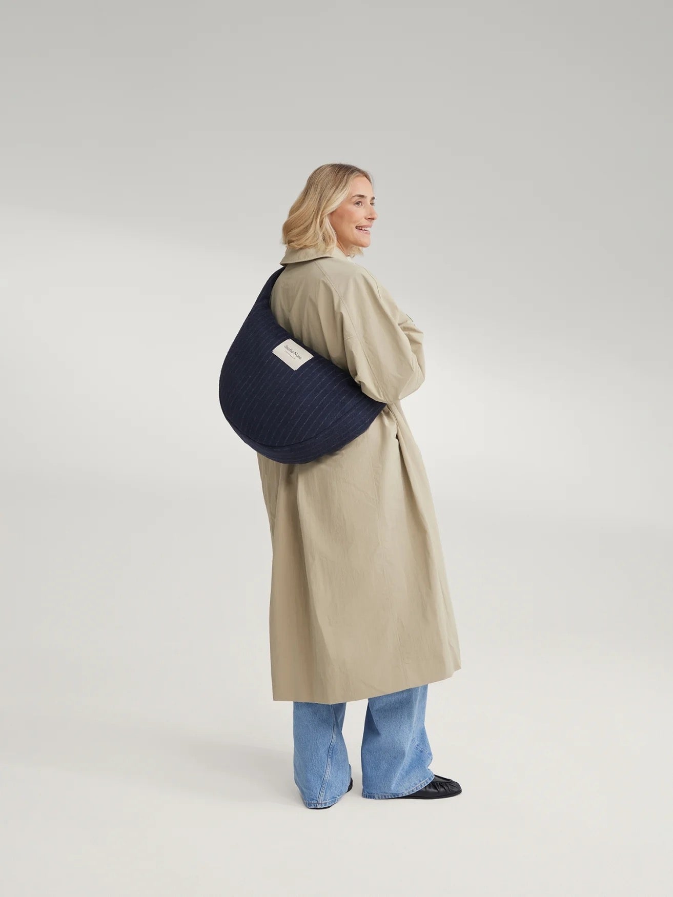 Crossbody taška STUDIO NOOS Dark Blue Flannel Chalkstripe | Lavly.cz