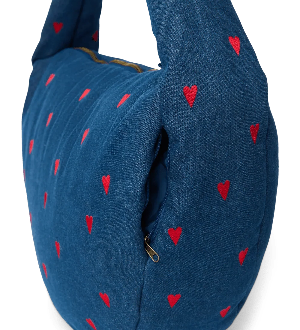 Crossbody taška STUDIO NOOS Dark Blue Red Hearts Denim | Lavly.cz