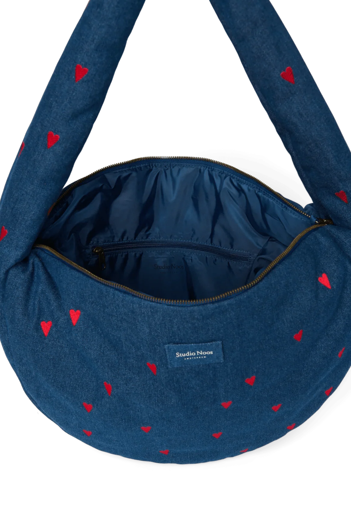 Crossbody taška STUDIO NOOS Dark Blue Red Hearts Denim | Lavly.cz