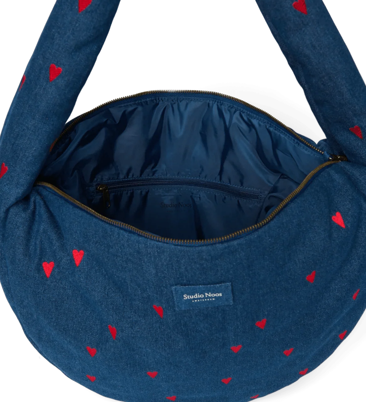 Crossbody taška STUDIO NOOS Dark Blue Red Hearts Denim | Lavly.cz