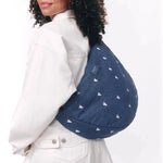 Crossbody taška STUDIO NOOS Dark Blue White Hearts Denim | Lavly.cz