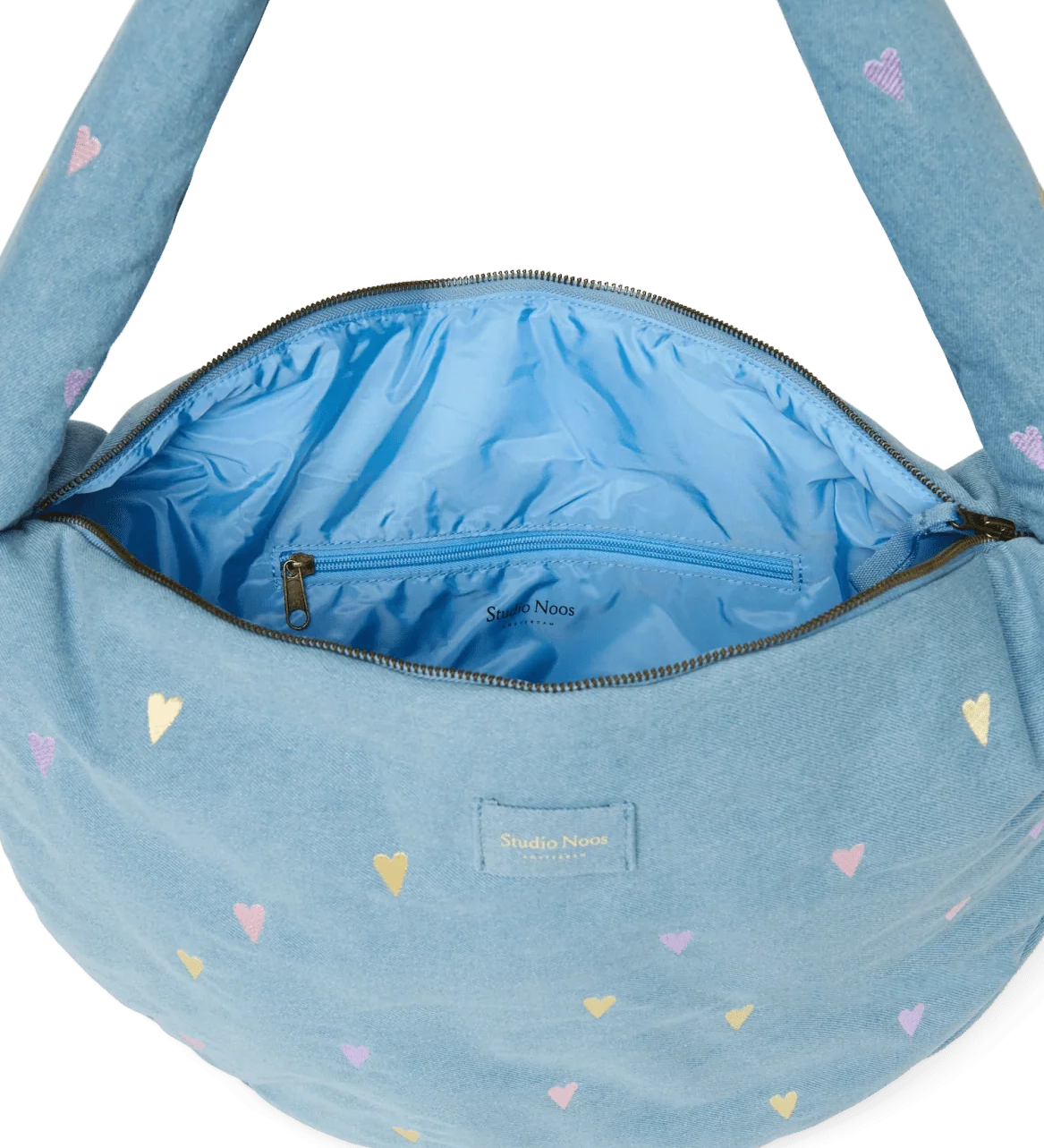 Crossbody taška STUDIO NOOS Light Blue Hearts Denim | Lavly.cz